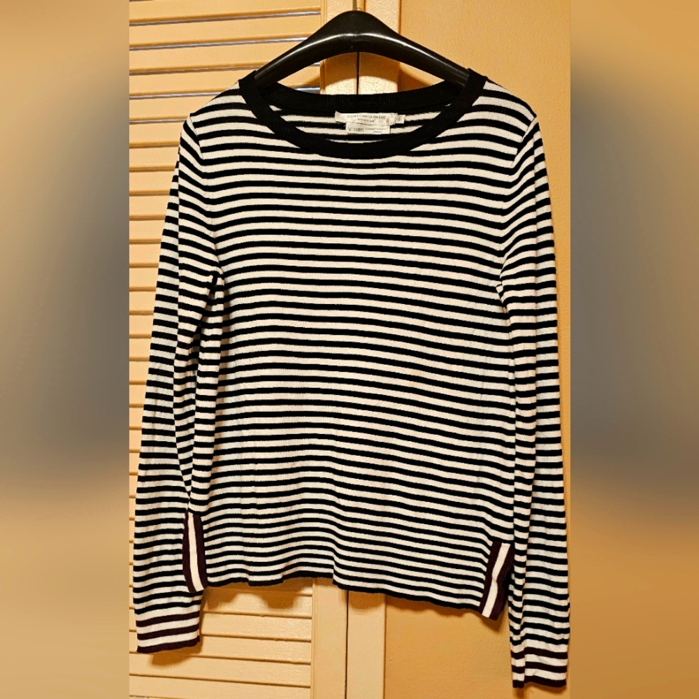 CONTEMPORAINE PAR SIMONS Woman Striped Long Sleeves Knit sz.S           V-BL
